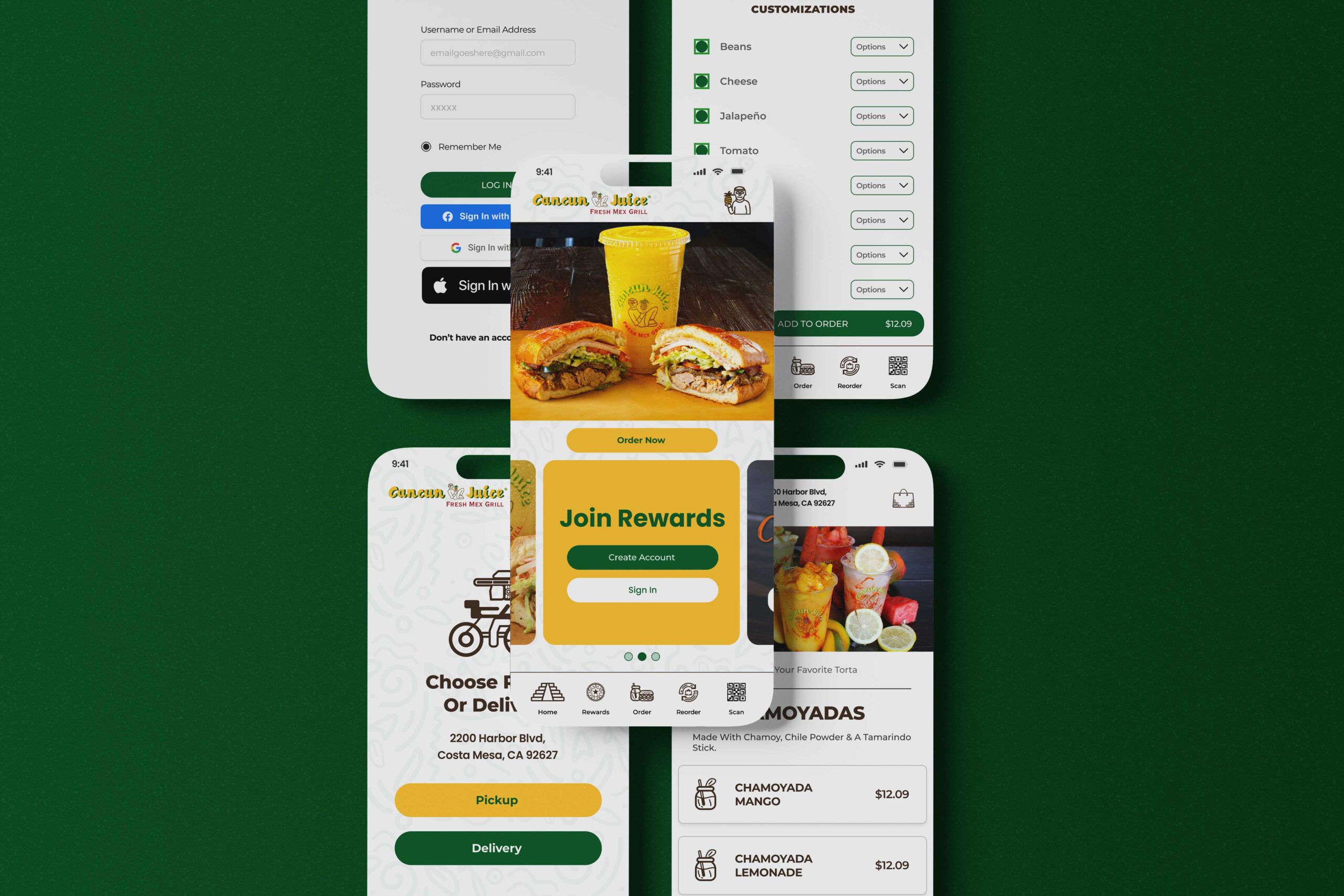 Cancun Juice App mockup
